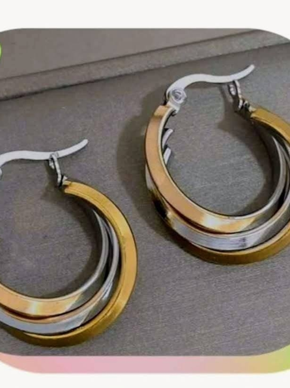 NWOT Tricolor Hoop Earrings - Gold & Silver Women's Jewelry